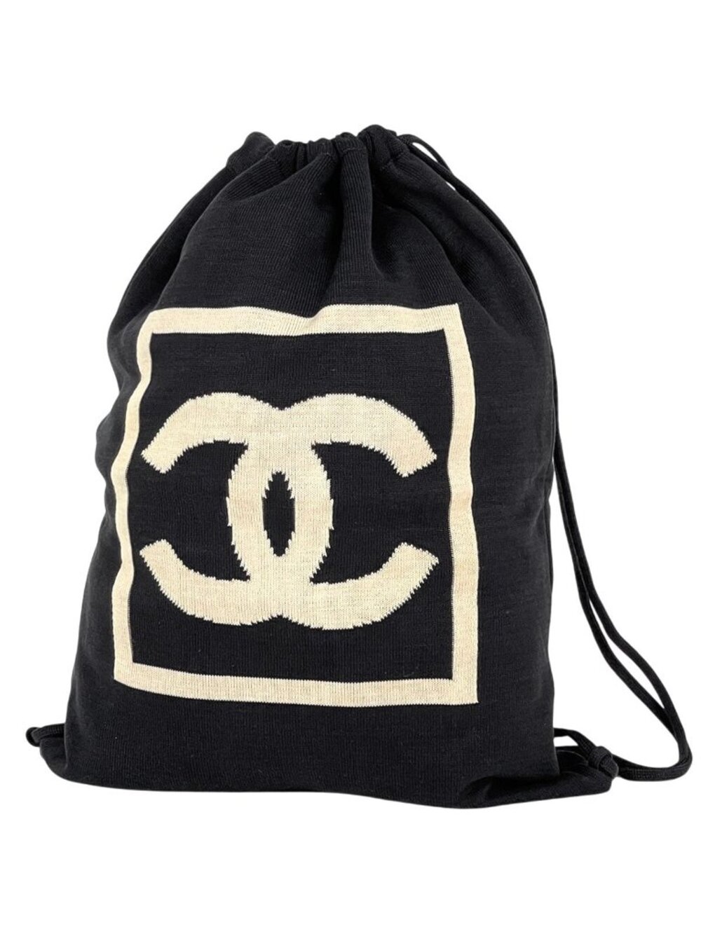 Chanel Sports Line Backpack Nap Sac CC Logo Fabric Black